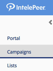 The menu options on the left side of the screen. Portal, Campaigns, and Lists.